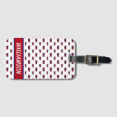 果実フルーツパターンレッドブルーのパーソナライズ ラゲッジタグ (正面横)