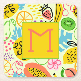 果実モダン模様 スクエアペーパーコースター