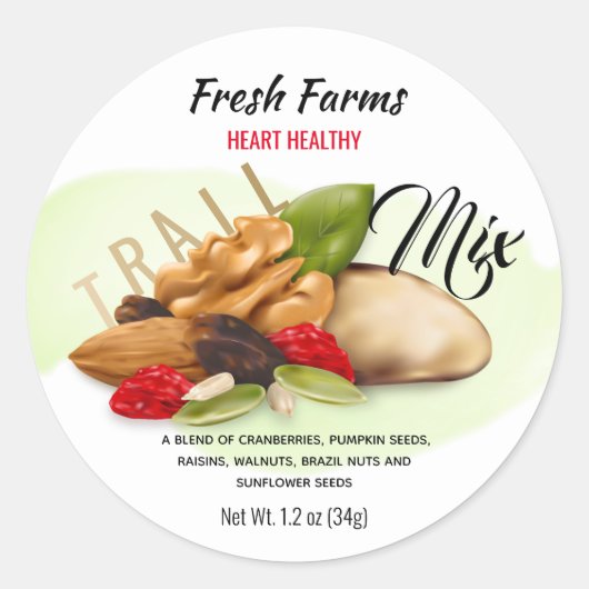 果実及びナットトレイルミックスラベル ラウンドシール (正面)