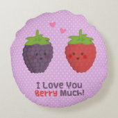 果実多くのしゃれのユーモアの水玉模様愛して下さい ラウンドクッション (裏面)