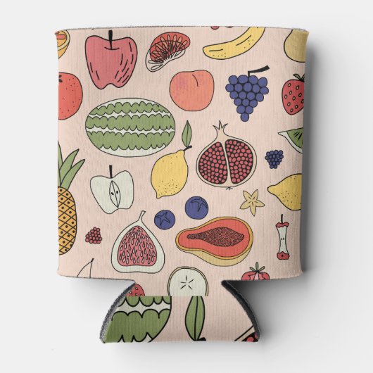 果実手描きヴィンテージイラストレーション。 缶クーラー (正面)