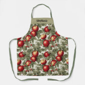 果実果汁の多い赤いリンゴパーソナライズされたの名前 エプロン (正面)