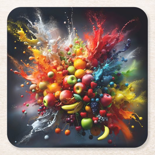 果実爆発 スクエアペーパーコースター (正面)