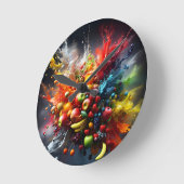 果実爆発 ラウンド壁時計 (傾斜)