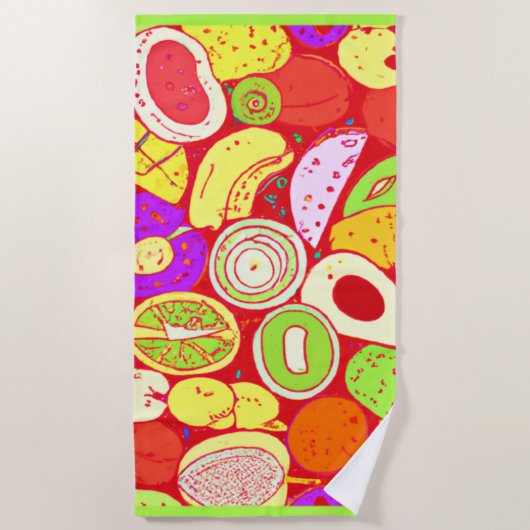 果実素晴らしの模様の混合物買今 ビーチタオル (正面)