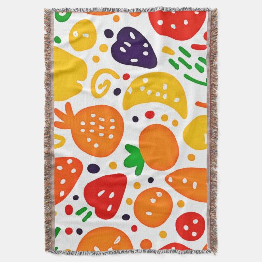 果実鮮やか模様 スローブランケット (正面縦)