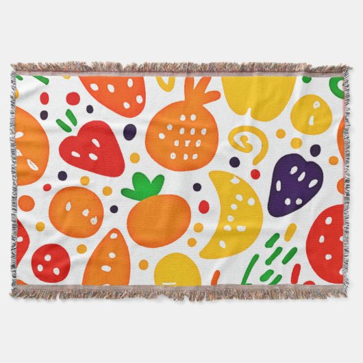 果実鮮やか模様 スローブランケット (正面)