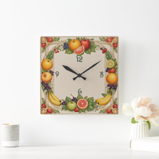 果実 スクエア壁時計 (ホーム)