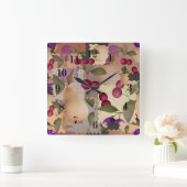 果実、パッチワーク スクエア壁時計 (ホーム)