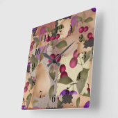 果実、パッチワーク スクエア壁時計 (傾斜)