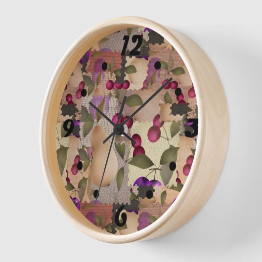 果実、パッチワーク 壁時計 (傾斜)