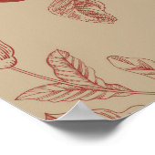 果実、ベリー、花。秋の継ぎ目のないパターン ポスター (角)