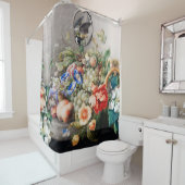 果実、花、葡萄、桃と小鳥 シャワーカーテン (インサイチュ)