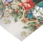 果実、花、葡萄、桃と小鳥 ショートテーブルランナー (コーナー)