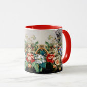 果実、花、葡萄、桃と小鳥 マグカップ (正面右)