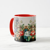 果実、花、葡萄、桃と小鳥 マグカップ (正面左)