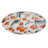 果実，葉イラストレーション，水色，インク カッティングボード (角)