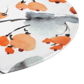 果実，葉イラストレーション，水色，インク カッティングボード (角)