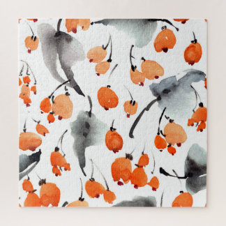 果実,葉イラストレーション,水色,インク ジグソーパズル