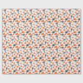 果実,葉イラストレーション,水色,インク ラッピングペーパー (フラット)