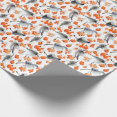 果実,葉イラストレーション,水色,インク ラッピングペーパー (角)