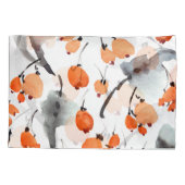 果実,葉イラストレーション,水色,インク 枕カバー (裏面)