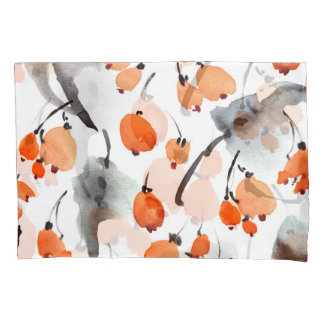 果実,葉イラストレーション,水色,インク 枕カバー