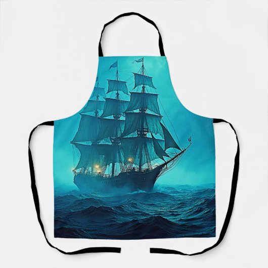 果敢に美しい海航海デザイン エプロン (正面)