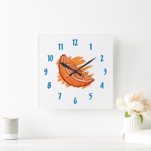 果柄血液オレンジの贈り物 スクエア壁時計 (ホーム)