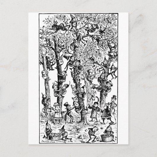 果樹園でリンゴを摘むブラウニー ポストカード (正面)