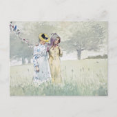 果樹園で散歩する女の子たち ポストカード (正面)