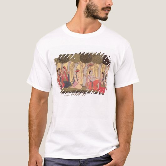 果樹園につくRadhaおよびKrishna Kulu Tシャツ (正面)