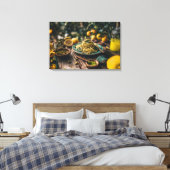 果樹園のシチリア・ピスタチオ・ペストスパゲッティ キャンバスプリント (インサイチュ (寝室))