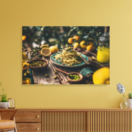 果樹園のシチリア・ピスタチオ・ペストスパゲッティ キャンバスプリント