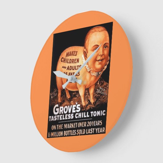 果樹園のトニックはブタとして子供および大人を脂肪作ります ラージ壁時計 (傾斜)