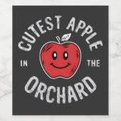 果樹園のリンゴ狩りの日で最も可愛いリンゴ ワインラベル (シングルラベル)