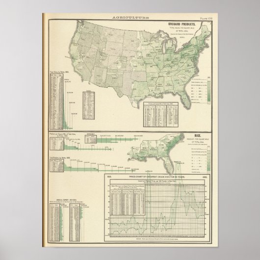 果樹園の製品と米 ポスター (正面)