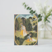 果樹園のRadhaおよびKrishnaの歩く ポストカード (スタンド正面)