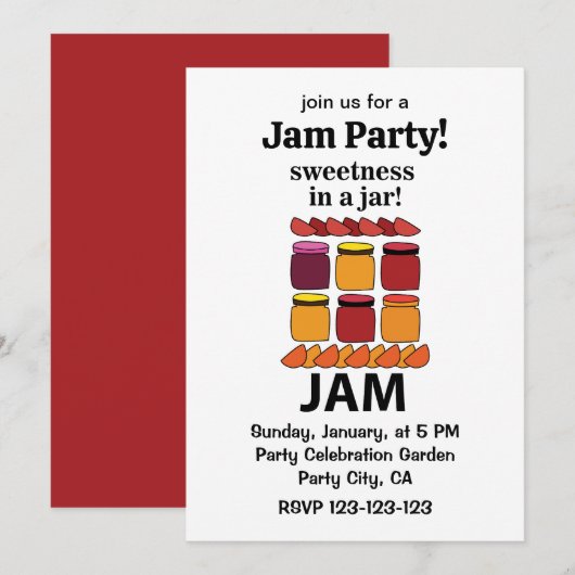 果汁ジャムに果汁の甘みを入れた果汁 招待状 (正面/裏面)
