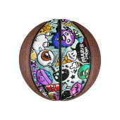 果熱狂する物と野菜の落書き ミニバスケットボール (縦)