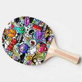 果熱狂する物と野菜の落書き 卓球ラケット (横)