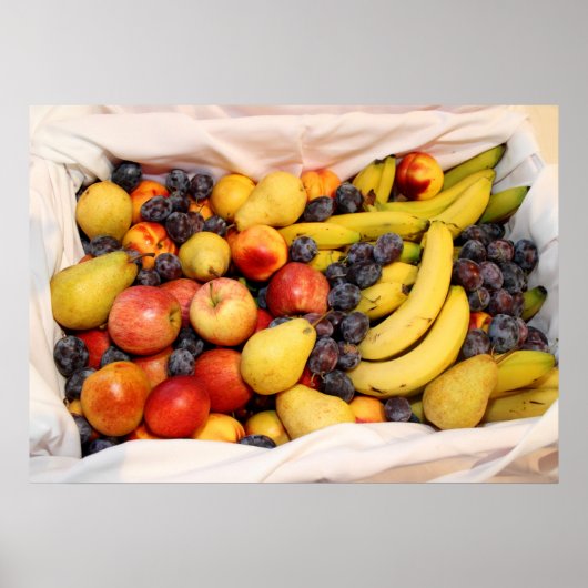 果物が入ったバスケット ポスター (正面)