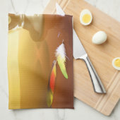 果物とバターフライの入ったガラスのバスケット キッチンタオル (四つ折り)