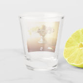 果物とバターフライの入ったガラスのバスケット ショットグラス (裏面)