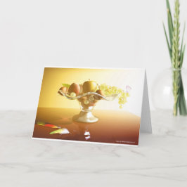 果物とバターフライの入ったガラスのバスケット ノートカード