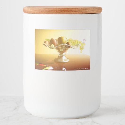 果物とバターフライの入ったガラスのバスケット フードラベル (正面)