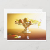 果物とバターフライの入ったガラスのバスケット ポストカード (正面/裏面)