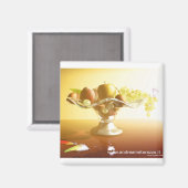 果物とバターフライの入ったガラスのバスケット マグネット (正面/裏面)