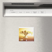 果物とバターフライの入ったガラスのバスケット マグネット (インサイチュ (食洗機))