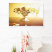 果物とバターフライの入ったガラスのバスケット 横断幕 (インサイチュ)